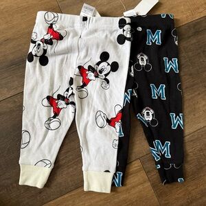 Disney Mickey Mouse Kids Pajama Bottoms - Black & White 12 months snug fit 2 pr